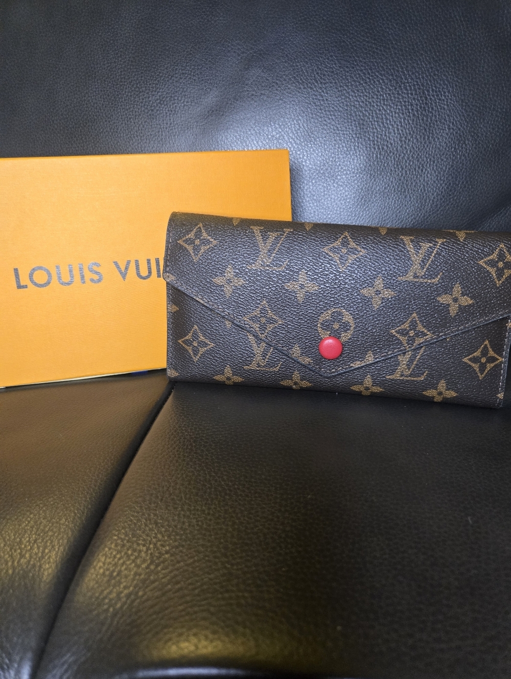 Louis Vuitton Monogram Envelope Wallet - Brown with Red Snap